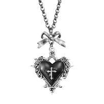 Multipurpose Women's Gothic Chokers Necklace with Crosses Pendant and Heart Bowknot Accent Parties Supplies Outfits