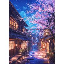 Pasidaryk pats deimantinė tapyba Japonijos vyšnių žiedų kaimo mozaikinė siuvinėjimo kryželiu rinkinys Svetainės namų meno sienos dekoras Round 20x30cm