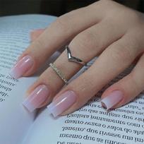 24 Pcs Pink White Artificial Nail Press On Nail Medium Long Square False Nail Full Cover Stick on Nail for Wedding 1
