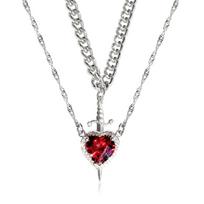 Fashionable Heart Daggers Necklace Luxurious Heart Daggers Necklace with Rhinestones Detailing for Celebrations