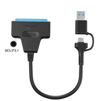 SATA į USB 3.0 / C tipo adapteris SATA kabelis 2,5 / 3,5 colio SSD HDD SATA III kietasis diskas su 12 V / 2 A maitinimo adapteriu