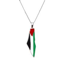 Reguliuojamas etninio stiliaus karoliai Nerūdijančio plieno grandinėlės Palestinos žemėlapio kaklo grandinėlės