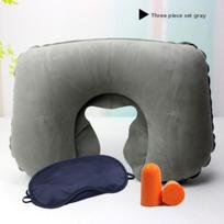 Pripučiama kelioninė nešiojama kaklo atrama, pripučiama U formos pagalvė, studentų miego pagalvė, būtinas kelionės daiktas, lėktuvo pagalvė Three-piece set pilka spalva