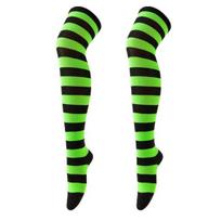 Striped Thigh High Socks Women Colorful Over-the-Knee Socks Retro Stretchy Thigh Highs for Girls Cosplay Lolita Costume One Size I