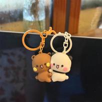 2Pcs Cartoon Anime Panda Bubu Dudu Magnetic Keychain Cute Backpack Pendant With Toy Figures Couple Key Accessories Small Gifts