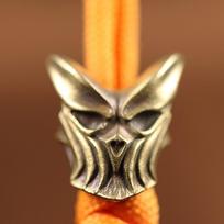 Ghost Mask Brass Knife Beads EDC Outdoor DIY Paracord Accessories Handmade Woven Lanyard Pendants Jewelry Umbrella Rope Hangings. Brown