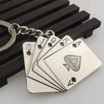 Fashion Creative Stilingas metalinis pokerio raktų pakabukas 10 JQKA lydinio raktų pakabukas, raktų pakabukas, dovana Rose Gold gray