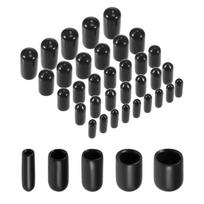 50 vnt. Juodi guminiai galiniai dangteliai 3mm~9.5mm Varžtų sriegių apsauginiai dangteliai Lankstūs Varžtai 50PCS juoda