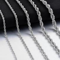 Aukštos Kokybės 2/3/4/5MM Klasikinė Susukta Grandinėlė Nerūdijančio Plieno Vėrinys Neblunkantis Madingi Papuošalų Aksesuarai Vyrams Moterims Width 2mm&16inch (40cm) sidabras