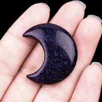 30mm Natural Agate Crystal Crescent Moon Ornament - DIY Accessory