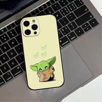Mielas animacinis kūdikis Y-Yoda telefono dėklas, skirtas iPhone 17, 16, 15, 14, 13, 12, 11 Plus, Pro Max, minkštas juodas dangtelis iPhone15