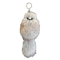 Keychain Pendant Fox Plush Doll Charm Soft Stuffed Key Holder Portable Key Organizer Backpack Bag Accessory šviesiai pilka spalva
