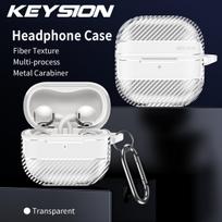 KEYSION smūgiams atsparus dėklas Huawei FreeClip 2, su anglies pluošto tekstūra, TPU silikoniniu kabliuku, Bluetooth ausinių dangtelis Free Clip 2 for FreeClip 2 gryna