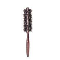Boar Bristle Round Hair Brush Men Women Hair Ergonomic Wooden Handle Straightening Curling Volumizing Detangling Styling black
