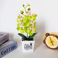 Fake Plant Artificial Pot Plant Plastic Silk Flower Fake Phalaenopsis Flower Fake Plants Red White Green Purple With Basin žalia