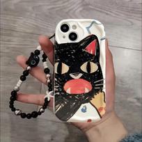 Black Cat Wrist Strap Lanyard Case For Huawei Honor 400 200 90 Lite 300 Pro X9D X7D X9B X8C X8A X8B X7B X6A X6C X6B X7A X5B X8 Honor X7A gray