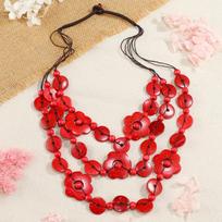 Wood Tassel Bohemian Maxi Necklace Petal String Choker Flower Necklace  Women žalia