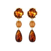 Water Drop Earrings, with Amber Gradient Design, Durable Alloy Retro Elegant Style Jewelry for Women vyno raudonos spalvos