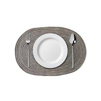 Handwoven Oval Placemats, Heat Resistant Pad, Polyester Fiber Trivet for Hot Dishes Pots, Rustic Kitchen Table Decor Small tamsiai pilka spalva