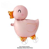 Wheeled Walking Animal Balloons: Yellow Duck, Corgi, Rabbit - Outdoor Birthday Party Decorations white