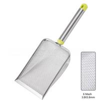 Nerūdijančio plieno smulkaus tinklelio kačių kraiko semtukas Lengvai valomas Nelipnus kastuvas ropliams smėliui Efektyvus Patvarus kraiko semtukas 3.8X3.8mm žalia