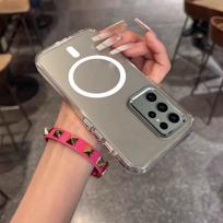 Case for Samsung Galaxy S24+,S24,A57 5G,A55,A54,A35,A34,A25 Minimal Semi-Transparent Magnetic Casing Raised Electroplated Lens Bezel Anti-Slip Galaxy S24 Ultra