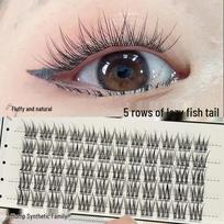 Miss LiLi Lazy Fishtail Cluster False Eyelashes - Natural, Soft, Curly, Realistic Fairy Hair for Women Fishtail