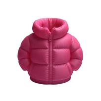 Down Jacket Pen Holder, 3D Printed Funny Puffer Jacket Pencil Cup, Small Desk Organizer Storage Box for Home Office Desktop Decor