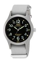 10 ATM Water Analog Solar Nylon Black Gray [Citizen Q&Q] Watch, Q&Q, Resistant, Watch, Strap, Dial, Waterproof, H062-005, Men's, pilka spalva