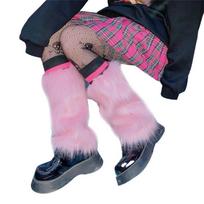 Boot Cover Women Winter Gothic Pink Faux Fur Leg Warmer Thick Socks Streetwear