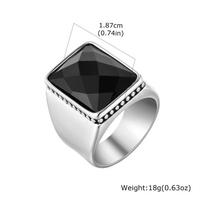 Black Square Ring for Men Boys,Waterproof Stainless Steel Signet Ring,Punk Ethnic Jewelry Gift 7