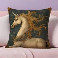 Vintage Medieval Unicorn ART Pillow Case Ultra Soft Skin Friendly Fabric Cloud Like Comfort  Concealed Zipper 30x30CM(12x12In)