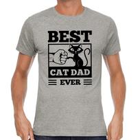 Men's and Women's T-shirts Best Cat Dad Ever Fistbump Kitty Cat Patter Fun Funny Comedy Fun L