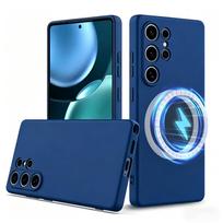 Liquid Silicone Skin Feel Case For Samsung Galaxy S26 Ultra S25 Edge S24 FE S23 S22 Plus Magnetic Wireless Armor Protect Cover Galaxy S24 mėlyna