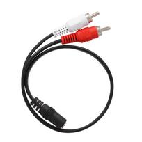 3,5 mm moteriškas ir 2 RCA vyriškas Aux auksu padengtas stereo garso adapteris juoda