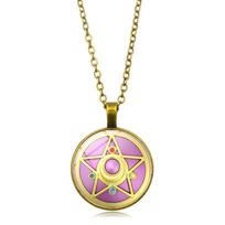 Sidabriniai anime Sailor Moon papuošalai iš stiklo kupolo pakabukų karoliai