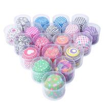 100 vnt Muffin Cupcake Popieriniai puodeliai Kepimo dėžutė Kekselių puodeliai Dėklas Vakarėlio padėklas Tortų virtuvės kepimo įrankis pink