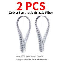 2 vnt Zebra sintetiniai plaukai Grizzly pluoštas lydekų rišimui.