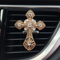 Kryžminio automobilio kvapo kvapioji medžiaga kondicionavimo priemonėje, ventiliacijos spaustukas, išleidimo angos kvepalų spaustukas Christian Car oro gaiviklis auksas