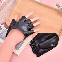 Pu odinė pirštinė be pirštų Goth Punk Rock Lolita Harajuku scenos vakarėliui juoda