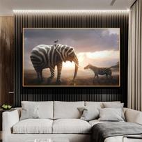 Šiuolaikinės abstrakčios drobės tapybos interjere auksinės folijos arklio zebra gyvūnai plakatas ir spaudiniai sienos nuotraukos, skirtos svetainės dekoravimui 20cm×40cm NoFrame