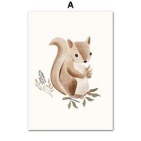 Voverė Pelėda Lapė Ežiukas Miško darželis Boho Wall Art Drobės tapyba Plakatai ir spaudiniai Sieninės nuotraukos Kūdikių vaikų kambario dekoras be rėmelio 21*30cm