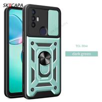 Stumdomos objektyvo kameros apsaugos kietas telefono dėklas, skirtas TCL 30 SE 30 Z Armor smūgiams atsparus magnetinis žiedas stovo laikiklio dangtelis, skirtas TCL 30SE 305 306 30 XE 5G For TCL 30 XE 5G žalia