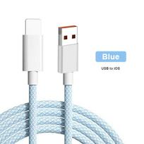 Weave Colorful 6A greito įkrovimo USB C laidas, skirtas Samsung Huawei iPhone 11 X XS 12 mobiliojo telefono priedai C tipo kabelis įkroviklis USB laidas iOS-1M mėlyna