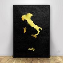 Auksinis Žemėlapio Menas Italija Drobės Tapyba Meno Spaudinys Plakatas Paveikslas Sienai Modernus Minimalistinis Miegamojo Svetainės Dekoras 50*70cm black