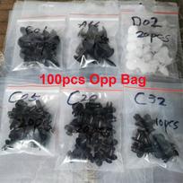 100x auto plastikinių tvirtinimo elementų spaustukams bagažinės varžtų kniedžių rinkinys automobilio buferio sparnas 100pcs-OPP Bag