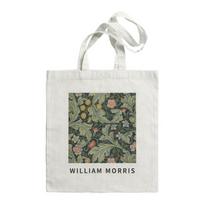 Vintažinis lapų ir gėlių William Morris pirkinių krepšys Daugkartinė rankinė Moteriška petinė Sulankstoma Madinga Drobės Didelės talpos Pirkinių krepšiai 24*26cm white
