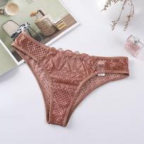 Madingas apatinis trikotažas gėlėti nėriniai G styginiai kelnaitės moteriškos vienspalvės kelnaitės žemu juosmeniu, tuščiaviduriai apatinis trikotažas, apatinis trikotažas, intymus apatinis trikotažas XL šviesios kavos spalvos