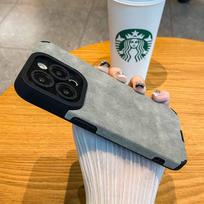 Madingas dėklas, skirtas iPhone 14 13 12 11 Pro Max Plus XR XS Max X 7 8 Plus SE 2020 Kailinis odinis pilno objektyvo apsauginių dėklų dangtelis For iPhone 14Pro Max pilka spalva