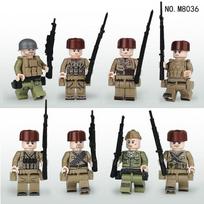8 vnt M8036 mažų dalelių lėlė iš savanorių armijos statybinio bloko žaislo
